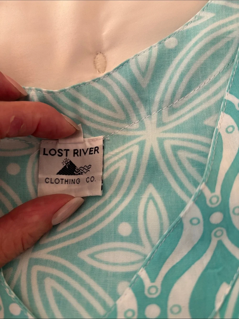 Light Turquoise Geometric Print Top - Home Bedding